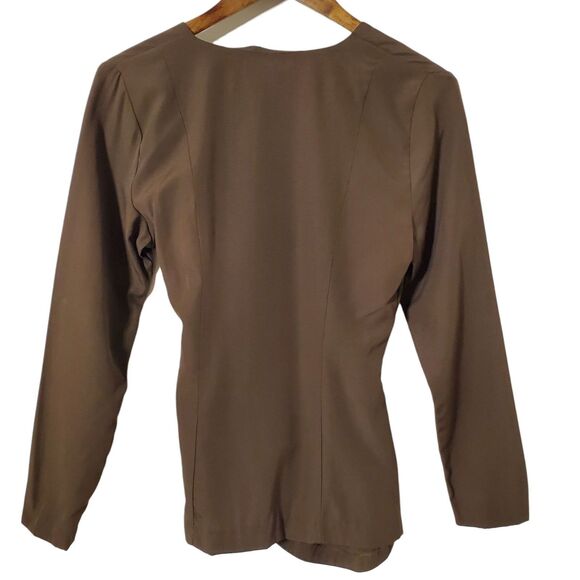 Vintage 70s Lisa Peron Blouse Size S High Fashion Origami Top Muted Green Womens - Picture 4 of 8